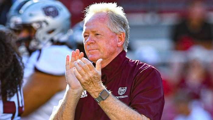 Missouri State coach Bobby Petrino before their game with the Arkansas Razorbacks
